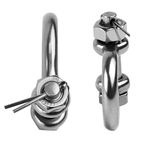 Stainless Steel D Ring Shackles 1/4" 5/16" 3/8" 1/2 inch 316 SS Heavy Duty Boat Anchor Shackle Marine Grade Bow Shackles with Cotter Pins - style: 5/16 inch 4 Pack(Bolt diameter 3/8 inch)