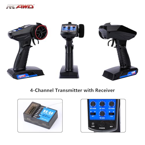 4 Channel RC Transmitter Receiver & 2840 Brushless Motor 4000KV & 35A ESC & 40CrMo Pinion Gear Set & Motor Mount & Adapter Cable RC Controller for Losi 1/12 Racecar & ARRMA Typhon Granite Mojave Grom - size: 4000KV