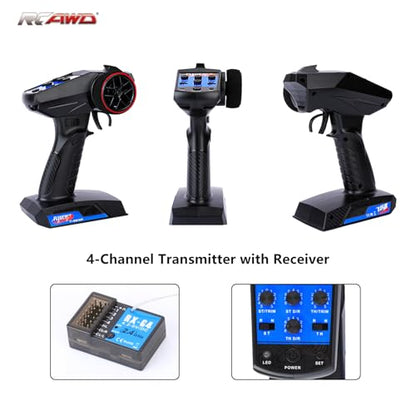 4 Channel RC Transmitter Receiver & 2840 Brushless Motor 4000KV & 35A ESC & 40CrMo Pinion Gear Set & Motor Mount & Adapter Cable RC Controller for Losi 1/12 Racecar & ARRMA Typhon Granite Mojave Grom - size: 4000KV