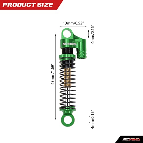 RCAWD for FMS EAZYRC ROC HOBBY FCX24 1/24 & 1/18 Crawlers Shock Absorber Damper Upgrades, Front Rear RC Shocks Parts Aluminum Adjustable # C3002 Green - color: Green