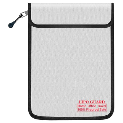 5"x8" Fireproof Lipo Safe Bag with Fireproof Zipper Fireproof Edge wrapping Fireproof wire,Home Office Travel Safe Storage for Cash Valuables Passport Power bank Lipo Battery(13 * 20cm Silver) - size: 13*20cm Silver