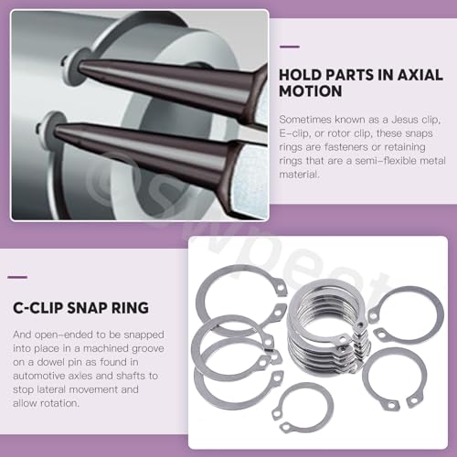 Swpeet 211Pcs 21 Sizes M4-M28mm Stainless Steel C-Clips External Circlip Snap Retaining Clip Rings with Tweezers Assortment Kit, Circlip Retainer Rings Set for Axles, Shafts and Other Moving Parts - style: 304 Stainless Steel C-Cip