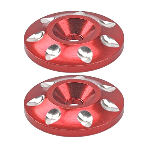 ShareGoo 2Pack Universal RC Metal Rear Wing Buttons Gasket Fixed Rear Tail Wing Washer for 1/10 1/8 RC Off Road Short Truck Buggy Racing Car (Red)