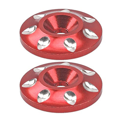 ShareGoo 2Pack Universal RC Metal Rear Wing Buttons Gasket Fixed Rear Tail Wing Washer for 1/10 1/8 RC Off Road Short Truck Buggy Racing Car (Red)
