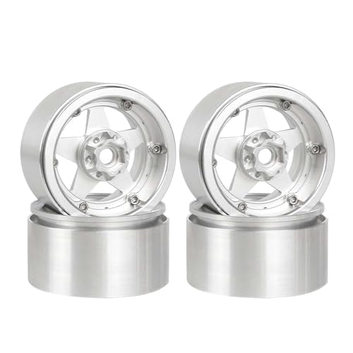Aluminum 2.2" Beadlock Wheel Offset -10mm Metal Rims for SCX10 RR10 TRX4 VS4-10 Gen8 1/10 RC Crawler Car Upgrade Parts (5-Spoke, Silver) - color: 5-spoke, Silver