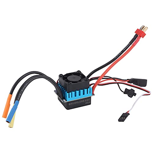 RC 45A ESC Speed Controller, Waterproof 4 Poles Sensorless Brushless ESC for 1/10 RC Car, High Performance ESC with Overheat Protection and Splash Proof Design, Perfect for Off ROA