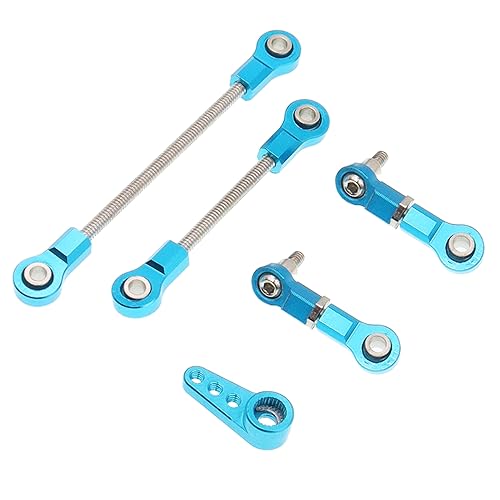 5PCS Metal Front Steering Link Rod Servo Link Linkages with 28T Servo Arm Compatible with WLtoys 1/28 284131 K969 k979 k989 k999 P929 RC Car Upgrades Parts（Blue） - color: Blue