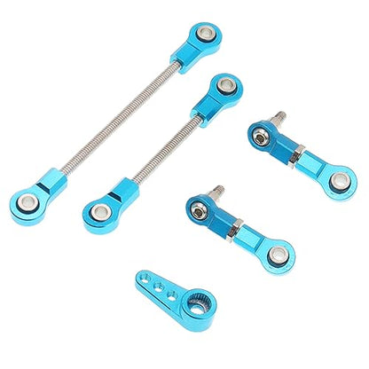 5PCS Metal Front Steering Link Rod Servo Link Linkages with 28T Servo Arm Compatible with WLtoys 1/28 284131 K969 k979 k989 k999 P929 RC Car Upgrades Parts（Blue） - color: Blue