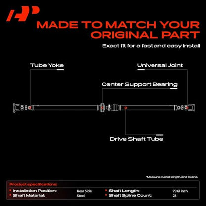 A-Premium Rear Drive Shaft Driveshaft Assembly Compatible with Toyota | for Tacoma Pre Runner 2005-2015 4.0L, [RWD], [Crew Cab Pickup or Extended Cab Pickup], Replace# 3710004352, 79.61" Prop Shaft - style: (RWD) 2005-2015 Tacoma V6 4.0L