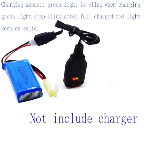 Blomiky 2 Pack 7.4V 1200mAh 8.88Wh Li-PO Battery and 2 USB Charger Cable Replacement for 1/18 Scale 9310YL 9300 9301E 9302E 9303E 9304E 9305E RC Truck / 9300 1200 2