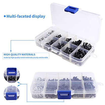 340pcs RC Screw Kit Screws Assortment Kit-M3 Hex Screws 6mm-12mm w/Screw Tray 17mm Hex Wrench, Universal for Traxxas Axial Redcat HSP HPI Arrma 1/5 1/8 1/10 1/12 RC Cars Trucks Crawler
