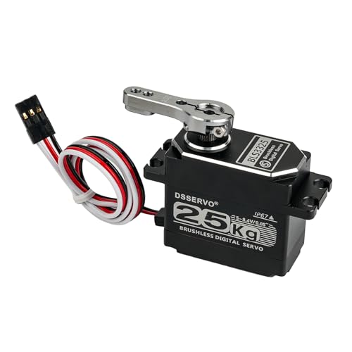 25KG Brushless Full Metal Stainless Gear Digital Motor,High Torgue RC Servo, High Speed, 8.4V Waterproof IP67 with 25T Servo Horn for Cars Robot Helicopter Crawler (25KG 270 Degree) - style: 25KG 270 Degree Brushless