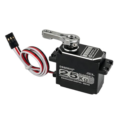 25KG Brushless Full Metal Stainless Gear Digital Motor,High Torgue RC Servo, High Speed, 8.4V Waterproof IP67 with 25T Servo Horn for Cars Robot Helicopter Crawler (25KG 270 Degree) - style: 25KG 270 Degree Brushless