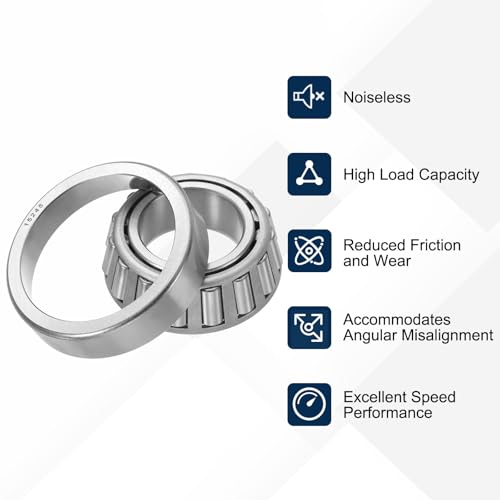 uxcell 15125/245 Tapered Roller Bearing Cone and Cup Set, 1.26" Bore x 2.44" OD x 0.81" Thick, Chrome Steel Taper Bearing Set, ABEC-3 - size: 15125/245