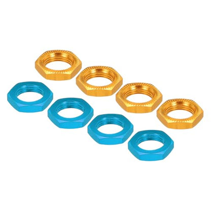 MECCANIXITY Aluminum 17mm RC Wheel Nut Thread M12x1.0mm Hex Wheel Nuts RC Wheel Nut for 1/8 RC Model Car Trucks Off Road Car Upgraded Parts Pack of 8(Blue & Gold) - color: Blue & Gold