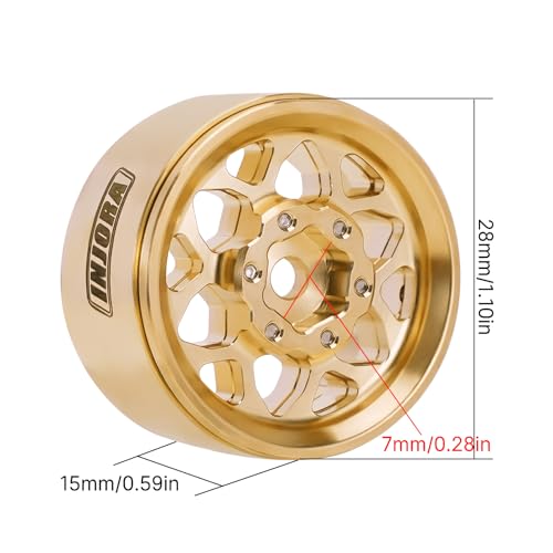 INJORA 1.0 Plus Brass Beadlock Wheel Rim for 1/24 1/18 RC Crawler TRX4M Ascent18 SCX24 FCX24 Upgrade(Brass) - color: Brass
