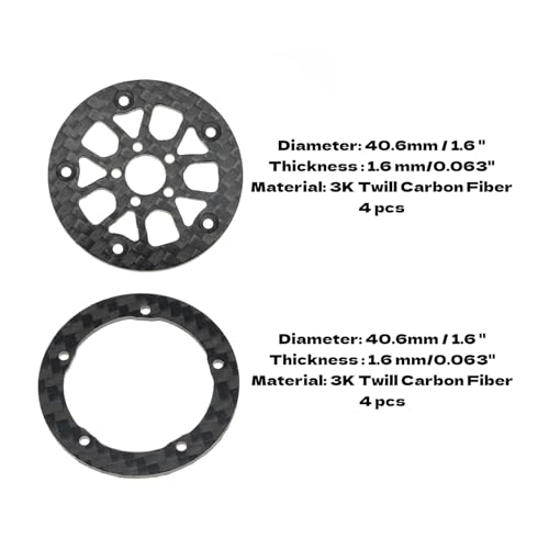 1.6" (40.6mm) Super Wheels, Carbon fibre Beadlock Wheel fit for SCX24 TRX4M FCX24 FCX24M CR18P 1/24 1/18 RC Crawlers Upgrade, Style D, Standard - color: Black, size: Style D