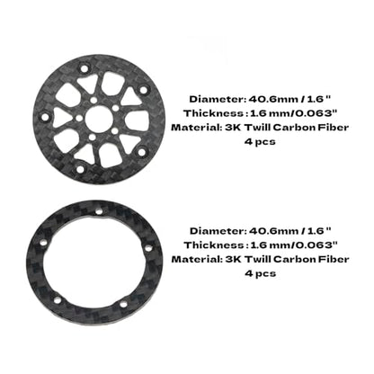 1.6" (40.6mm) Super Wheels, Carbon fibre Beadlock Wheel fit for SCX24 TRX4M FCX24 FCX24M CR18P 1/24 1/18 RC Crawlers Upgrade, Style D, Standard - color: Black, size: Style D
