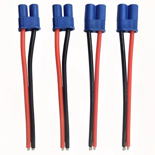 2 Pairs EC8 Style Male and Female Connector Adapter Plug with 15cm 10awg Silicone Wire Cable for RC Lipo Battery