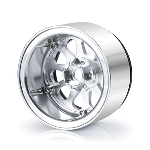 Benedict Harry 2.2" Aluminum Beadlock Wheel Rims for 1/10 RC Axial SCX10 Wraith 90048 90018 RR10 TRX4 Crawler car(Silver) - color: Silver