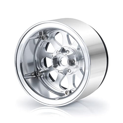 Benedict Harry 2.2" Aluminum Beadlock Wheel Rims for 1/10 RC Axial SCX10 Wraith 90048 90018 RR10 TRX4 Crawler car(Silver) - color: Silver