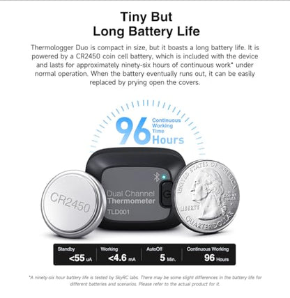 Sky RC TLD001 Duo ESC Motor Battery Thermologger Thermometer Dual Channel 96 Working Hours for Mesure Temperature Data