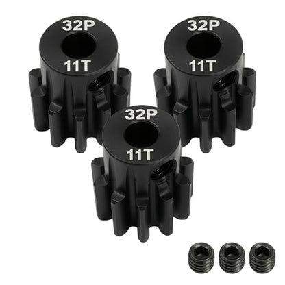 32P 11T Pinion Gear 3.175mm Shaft Hardened Steel, 32 Pitch Motor Gear for 1/10 Scale RC Car Truck Crawler Monster Buggy, Compatible with Traxxas for Axial 540 550 Brushed 3650 3660 Brushless - color: 11T