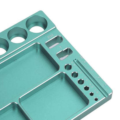 RiToEasysports RC Screwdriver Tool Storage Rack Magnetic Screw Tray Aluminum Alloy with 4pcs Magnetic Pads for RC Cars Airplanes Helicopters Repair (Green) - color: Green