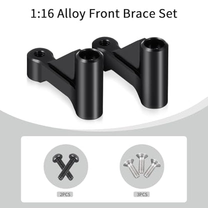 RC Front Chassis Brace Front Bulkhead Support Aluminum Front Brace Set 2Pc Set Black for Losi 1/16 Mini-B 1/18 Mini-T 2.0 RC Crawler Car Buggy Upgrades Parts Accessories