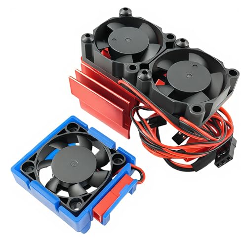 Dual Cooling Fan Set for ESC Motor Slash Rustler Stampede Hoss 4X4 VXL | 1/10 Scale,RC Cars,Dual Fans,ESC Cooling,Motor Cooling,High Airflow,Easy Installation,Durable Construction