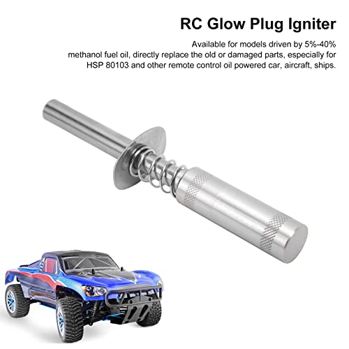 Glow Plug Igniter RC Starter Kit with N3 Glow Plug, RC Engine Igniter for Methanol Fuel Oil Powered Vehicles, Aluminum Alloy Glow Plug Starter for HSP 80103 RC Car, Aircraft, Ships (Gray) - color: Gray