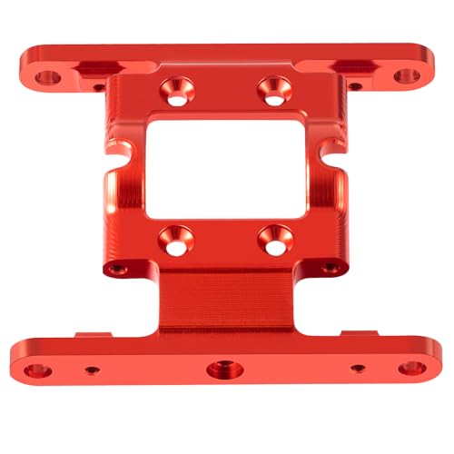 CNC Aluminum Center Frame Brace Transmission Skid Plate Gearbox for FMS FCX18 LC80 1/18 RC Crawler Car Upgrades (Red) - color: Red