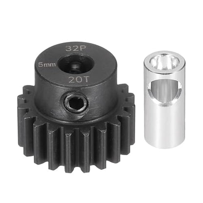 MECCANIXITY Steel 32P Gear Set with Gear Adapter 20T 5mm Shaft Motor Gears for RC Vehicles Truck Drift Car Part, Black - size: 20T
