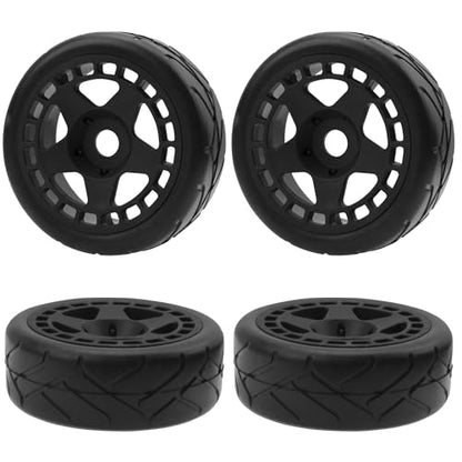 ShareGoo RC 1/8 Buggy Tires OD 4.09" Street Tires w/Plastic Wheel Rims 17mm Hex Compatible with Arrma 1/8 Typhon Talion Redcat Losi HPI HSP Kyosho 1/8 RC On Road Racing Car (5-Spoke) - color: 5-spoke
