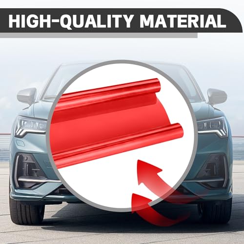 Car Lamp Film 12 X 48inch Cuttable and Stretchability, Non-Marking Self-Adhesive Decals Car Decor, Car Headlight Taillight Fog Lamp Packaging Protective Film, Red - color: Red