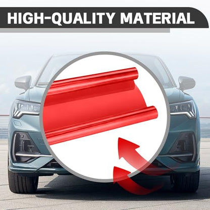 Car Lamp Film 12 X 48inch Cuttable and Stretchability, Non-Marking Self-Adhesive Decals Car Decor, Car Headlight Taillight Fog Lamp Packaging Protective Film, Red - color: Red