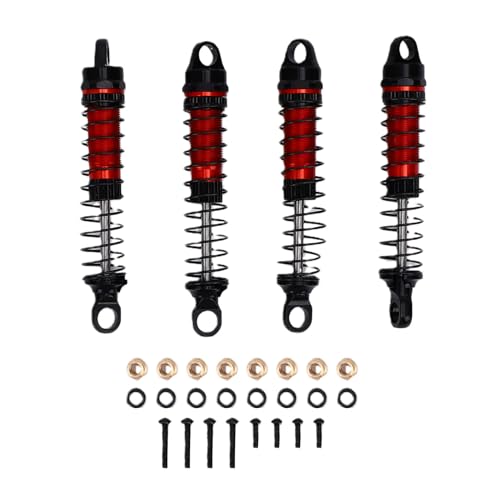 60MM Threaded for 1/18 RC Crawler Upgrade, Aluminum Alloy Damper Replacement Parts Compatible with Bronco K10, 4PCS (Red) - color: Red
