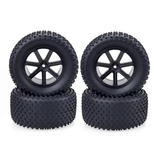 Rc Accessories For HSP 1/10 4PCS For Desert Truck 110MM Rubber Sponge Tires Tyre Rim Wheels 12mm Hub Hex RC Car Off Road(Black) - color: Black