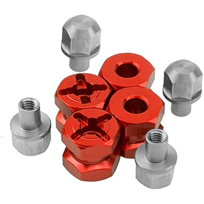 12mm Hex Wheel Hubs RC Hex Hub Drive Adapter Thickness 12mm Offset Extension Compatible with Axial SCX10 90046 D90 Tamiya MST 1/10 RC Crawler Car (Red) - color: Red