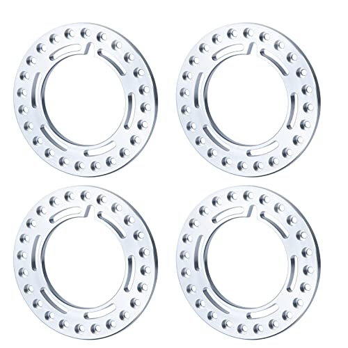 4pcs Aluminum 1.9inch RC Beadlock Wheel Rim Replacement Ring for 1/10 RC Crawler Car 1.9" Wheels/Rims (Silver) - color: Silver