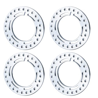 4pcs Aluminum 1.9inch RC Beadlock Wheel Rim Replacement Ring for 1/10 RC Crawler Car 1.9" Wheels/Rims (Silver) - color: Silver