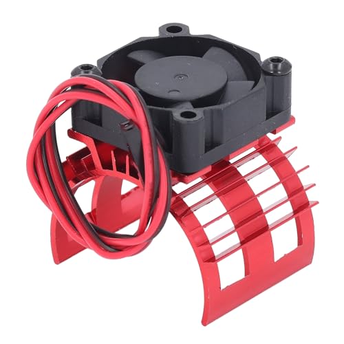 Generic RC Motor Cooling Fan with Aluminum Alloy Heatsink for 540 550 3650 3660 3665 Brushed Brushless Motors Compatible with SCX10 90046 AXI03007 Gen8 VS4-10 (Red) - color: Red