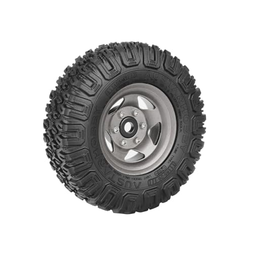 4PCS RC Car 1.55 Inch Tyres Aluminum Alloy Metal Beadlock Wheel Rim and Rubber Tires for 1/10 RC Crawler Car for Axial AX90069 D90 TF2 Tamiya CC01 LC70 MST JIMNY(85mm-5Spoke Gray) - color: 85mm-5Spoke Gray