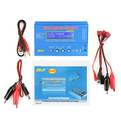B6 80W Digital LCD Balance Charger Discharger for LiPo NiMH RC Battery (New iMAX B6 LCD Screen Digital RC Lipo NiMh)