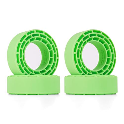 INJORA Silicone Rubber Inserts for 68-72mm 1.3" Tires, 4pcs (Green) - color: Green