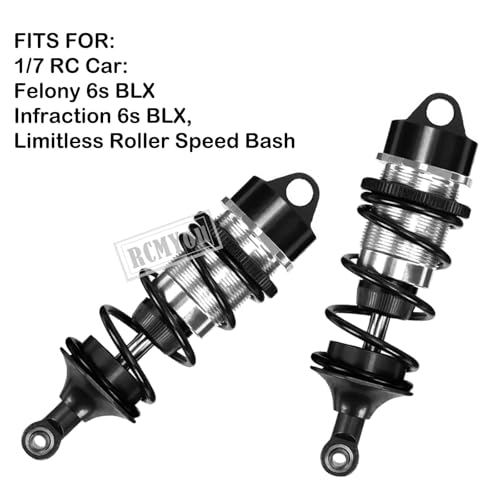 Shock Absorber Upgrades for 1/7 Felony 6S BLX,Infraction 6S BLX,Limitless Roller Speed Bash,4Pcs Front Rear RC Shocks Damper Parts,Adjustable Hop Ups,Replace #ARA330627,Black - color: Black