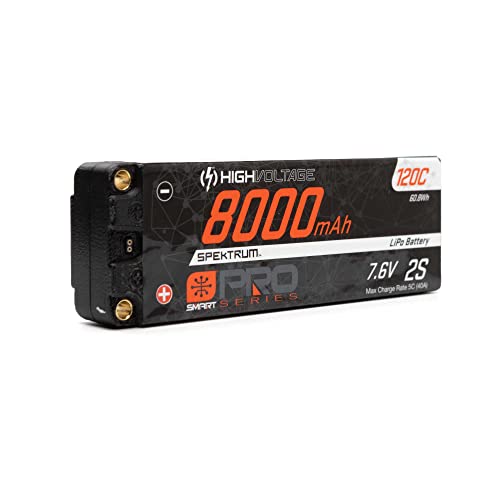 Spektrum 7.6V 8000mAh 2S 120C Smart Pro Race Hardcase LiHV Battery: Tubes, 5mm, SPMX82S120HT