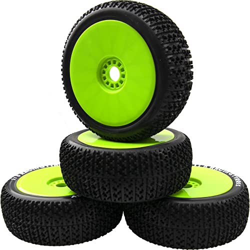 12mm to 17mm Metal Wheel Hex Adapter Converter & OD 4.52" 1/8 RC Buggy Rubber Tires Tyre w/Plastic Rim 17mm Hex
