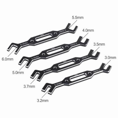 Aluminum Multi-Functional 1/10 RC On Road Car Alignment Tool Set– Camber/Toe/Slip Angle Gauge, Suspension Tuning Setup Gauge, Ultimate Suspension & Steering Adjustment Tool (Black Wrench) - color: Black Wrench