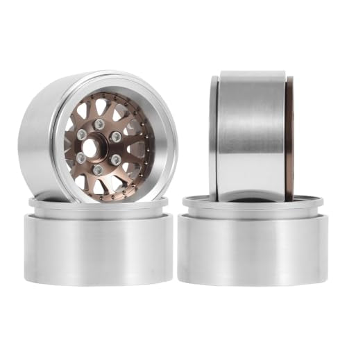 4PCS 1.9" Beadlock Wheel Rims Offset-10mm Aluminum Alloy Metal Wheel Hub for 1/10 RC Rock Crawler Car for Axial SCX10 TRX4 TRX6 D90 D110 Upgrade Accessories(12Holes-Bronze) - color: 12holes-bronze